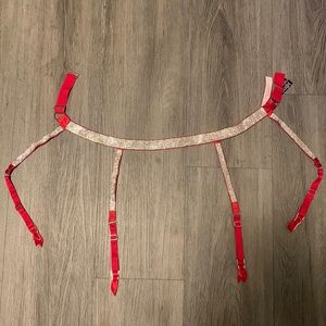 NWT Victoria’s Secret Red Satin and Rhinestone Garter Belt